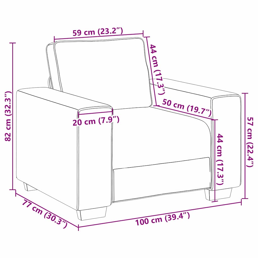 Sofá Cinza Escuro 100 x 77 x 82 cm tecido