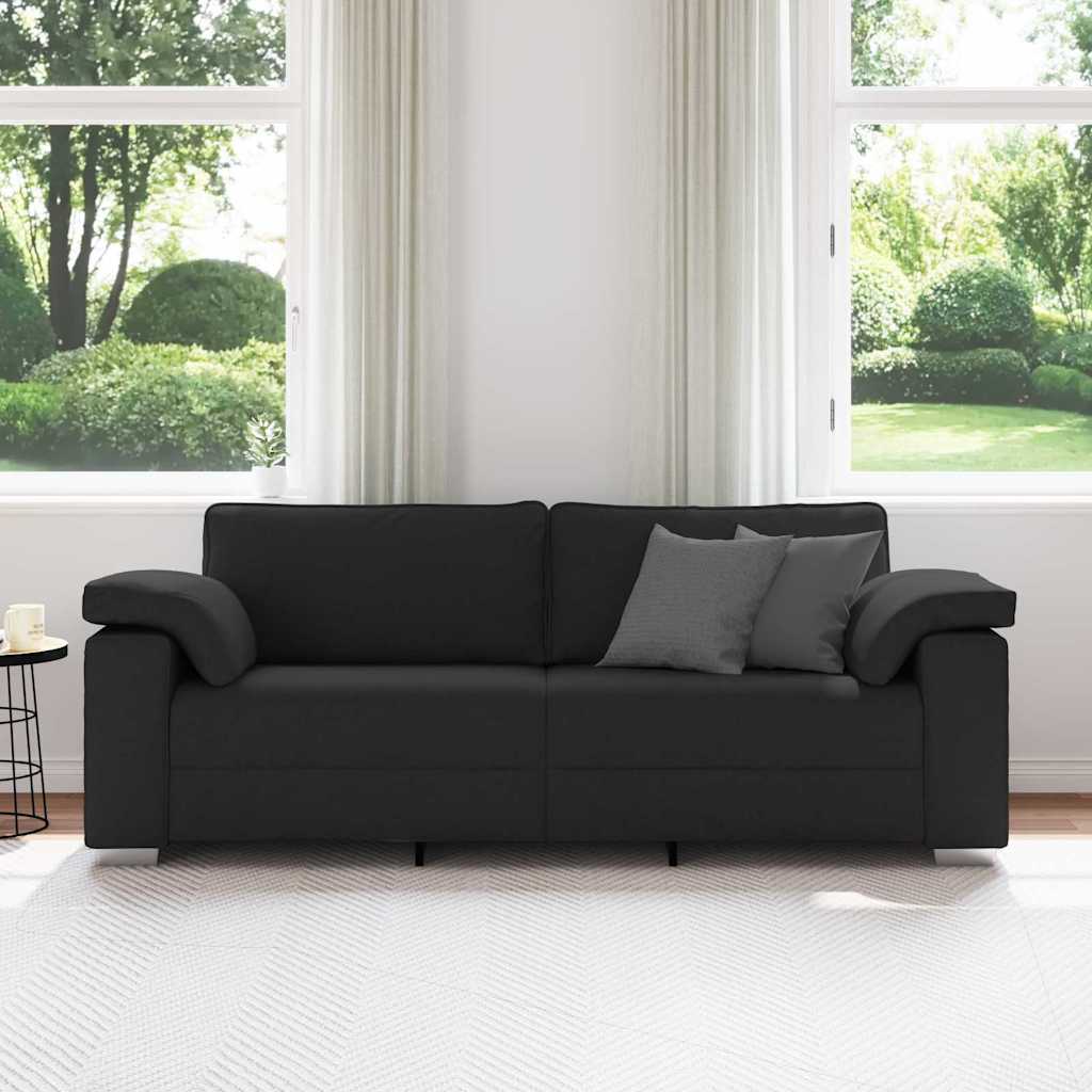 Sofá com almofada Preto 219 x 77 x 82 cm tecido