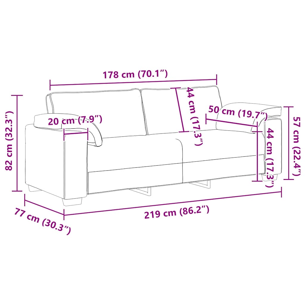 Sofá com almofada Cinza Nuvem 219 x 77 x 82 cm tecido