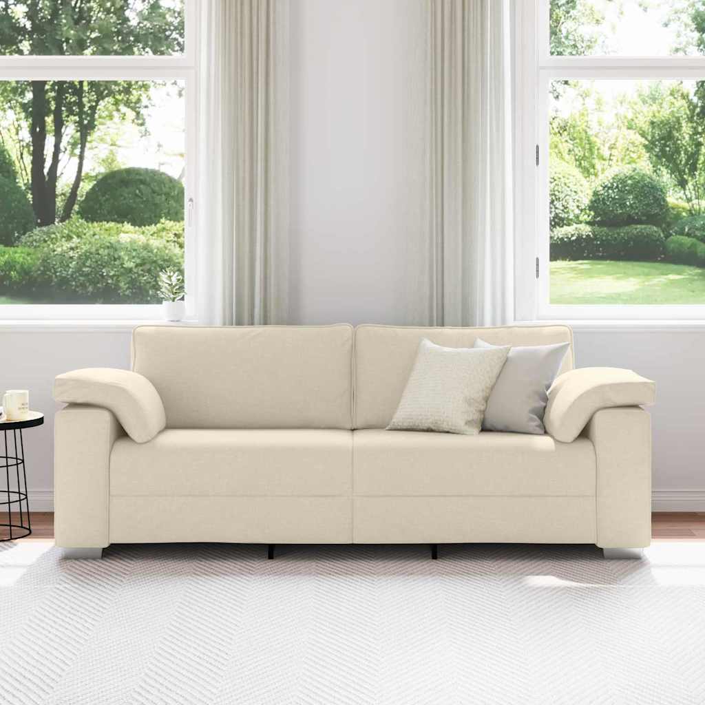 Sofá com almofada com travesseiro Bege 219 x 77 x 82 cm Linho