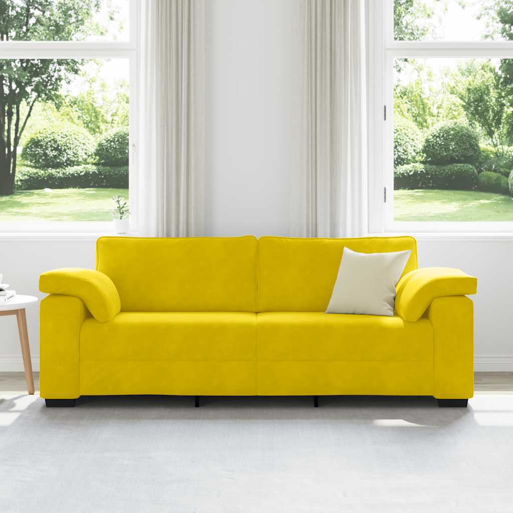 Sofá de 3 lugares 178 cm veludo amarelo