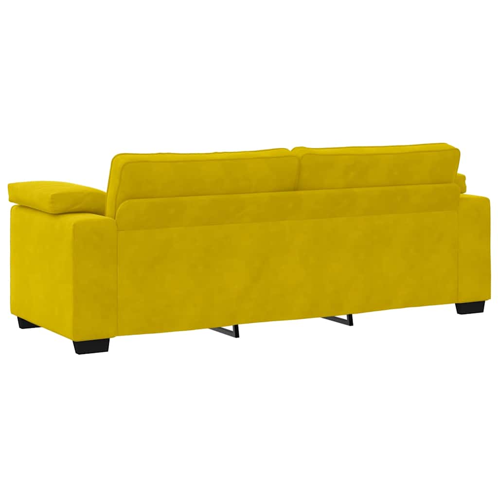 Sofá de 3 lugares 178 cm veludo amarelo