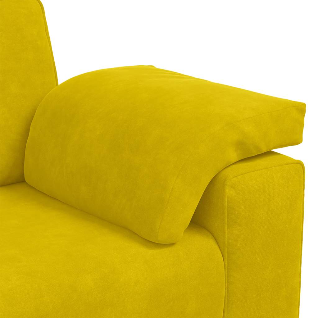Sofá de 3 lugares 178 cm veludo amarelo