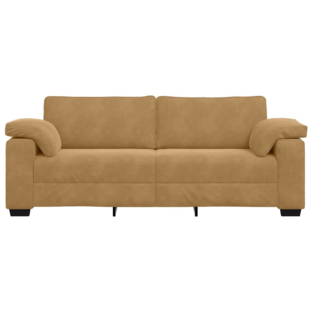 Sofá de 3 lugares 178 cm veludo castanho
