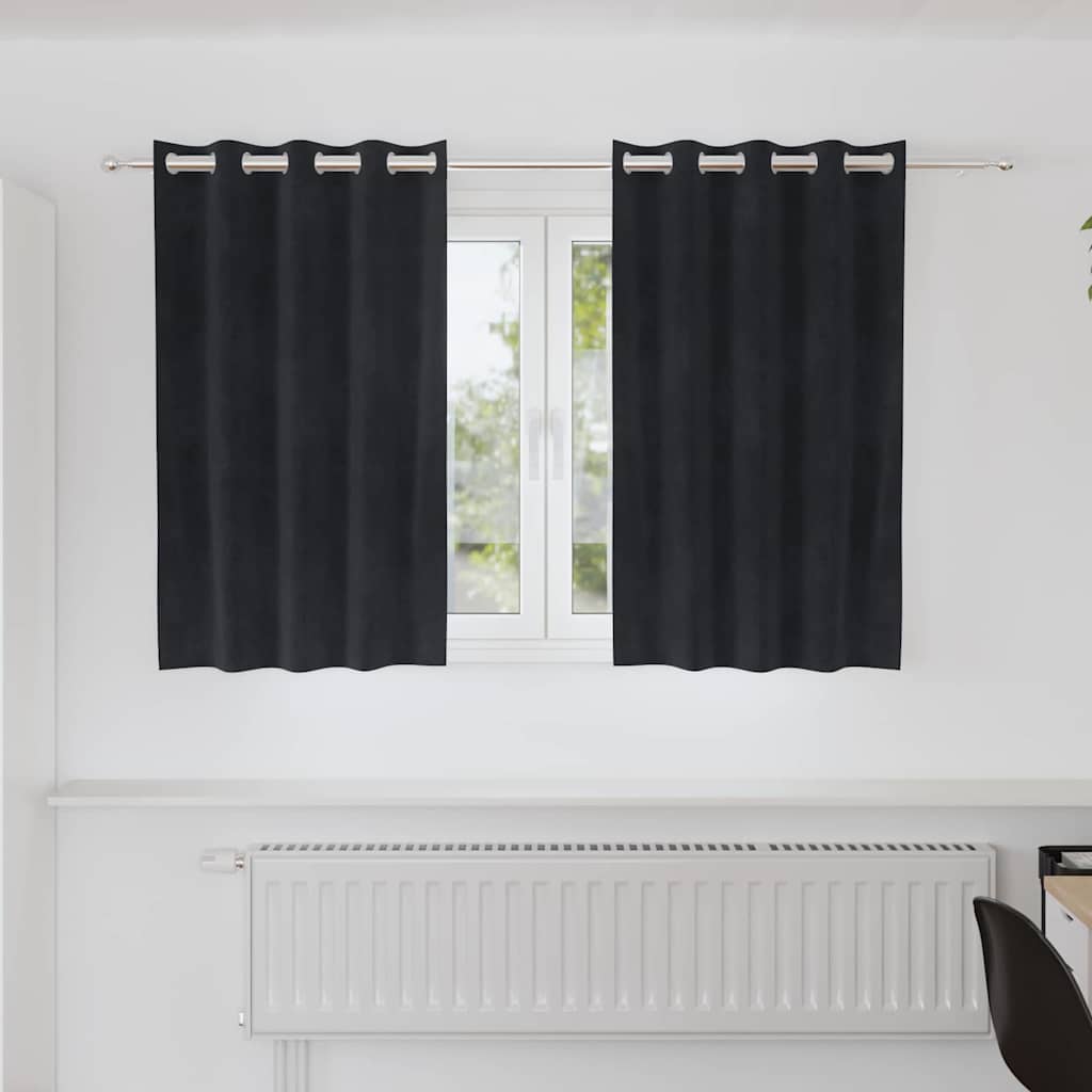 Cortinas com cortinas 2 pcs Preto 140 x 140 cm Veludo