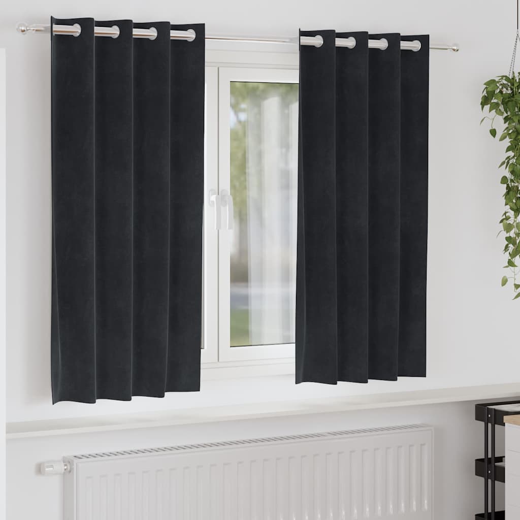 Cortinas com cortinas 2 pcs Preto 140 x 175 cm Veludo