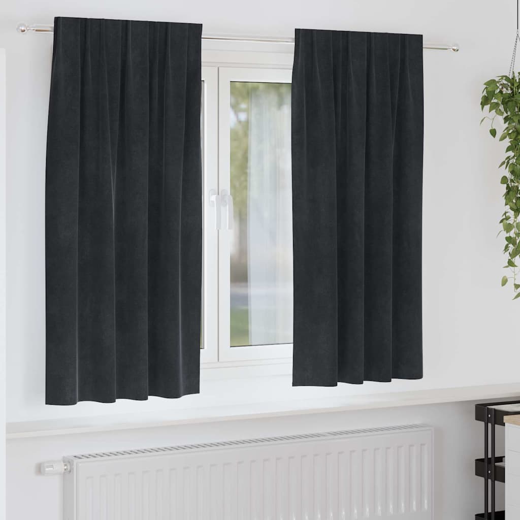 Cortinas com cortinas 2 pcs Preto 140 x 175 cm Veludo