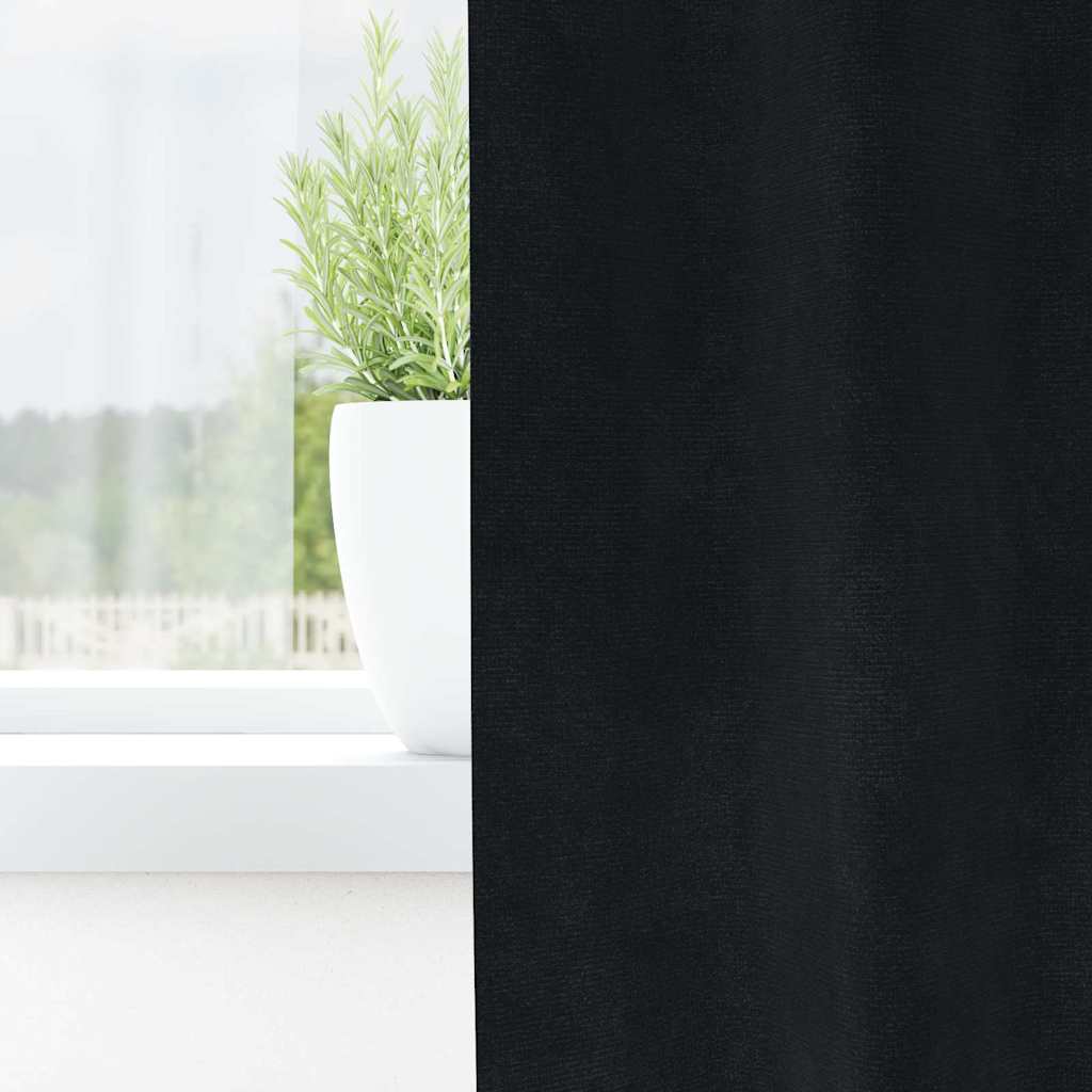 Cortinas com cortinas 2 pcs Preto 140 x 225 cm Veludo