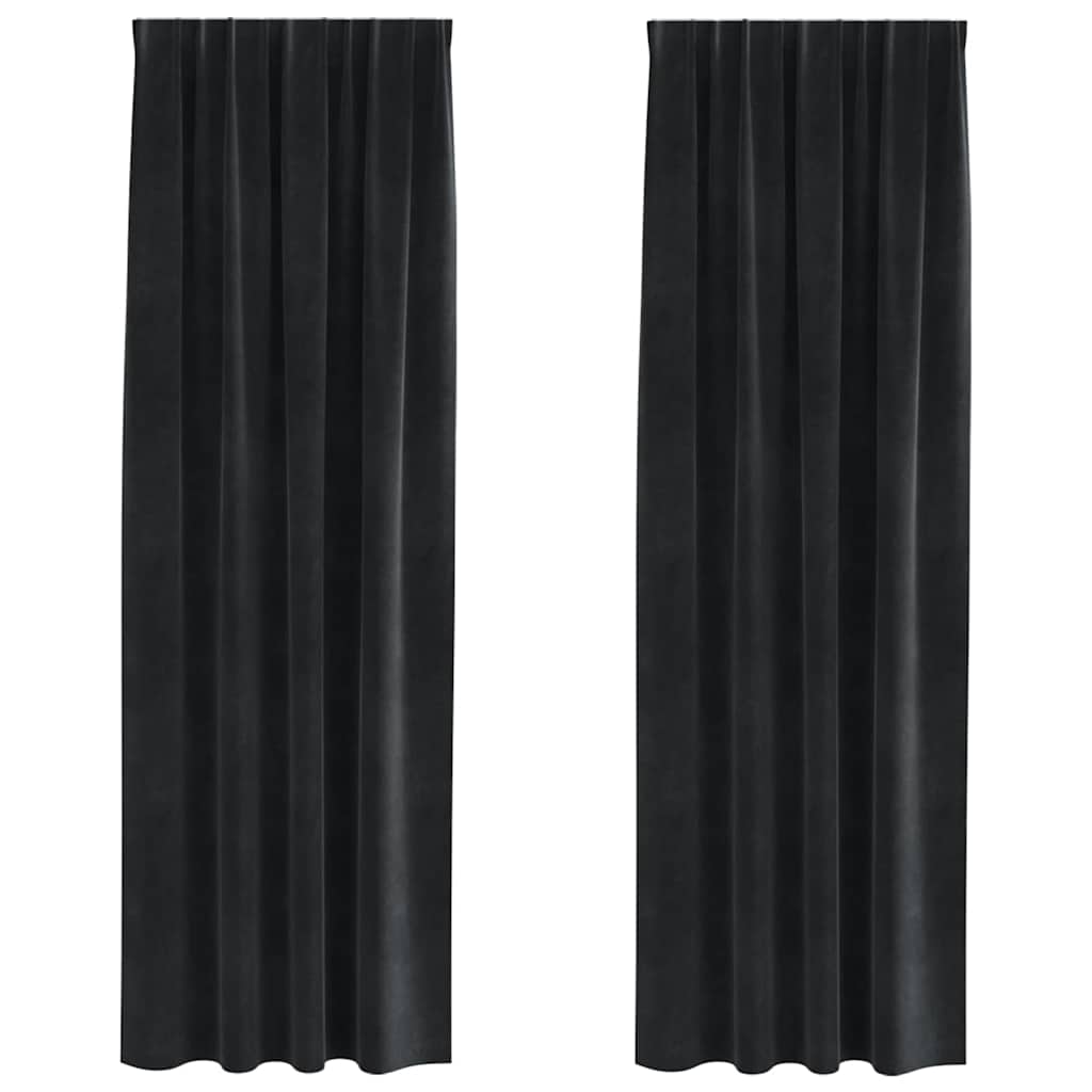 Cortinas com cortinas 2 pcs Preto 140 x 225 cm Veludo