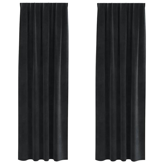 Cortinas opacas 2 pcs Preto 140 x 225 cm Veludo