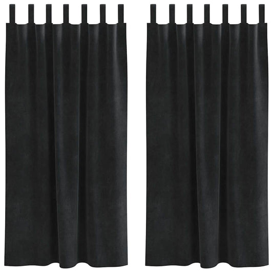 Cortinas opacas 2 pcs Preto 140 x 175 cm Veludo