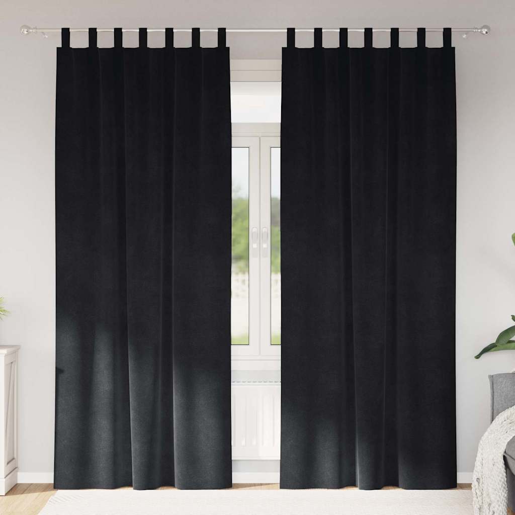 Cortinas com cortinas 2 pcs Preto 140 x 225 cm Veludo