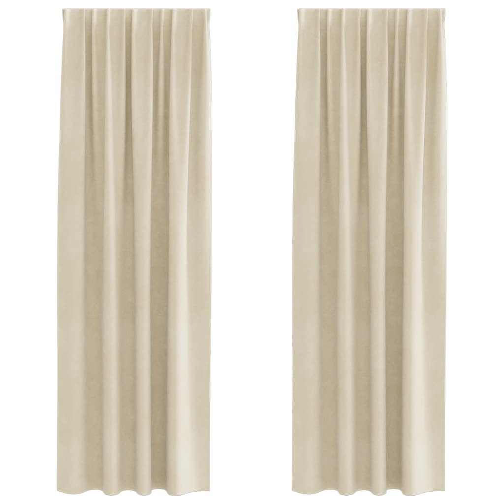 Cortinas com cortinas 2 pcs Creme 140 x 245 cm Veludo