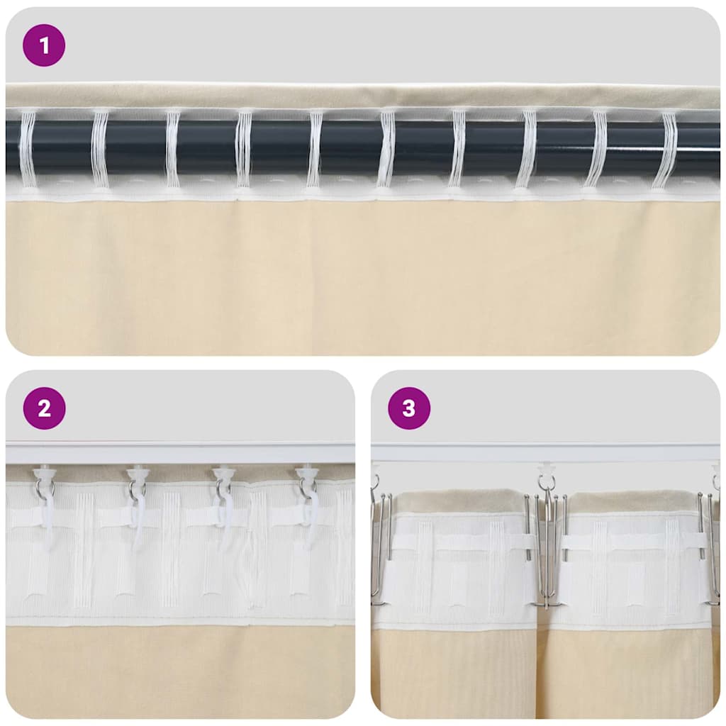 Cortinas com cortinas 2 pcs Creme 140 x 260 cm Veludo