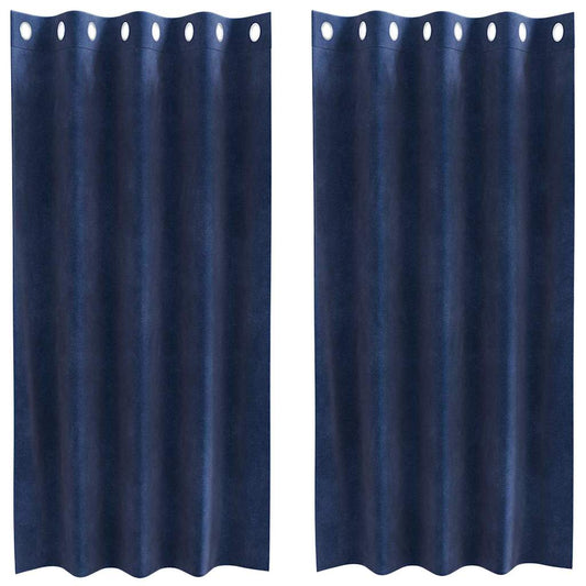 Cortinas opacas 2 pcs Azul Escuro 140 x 175 cm Veludo