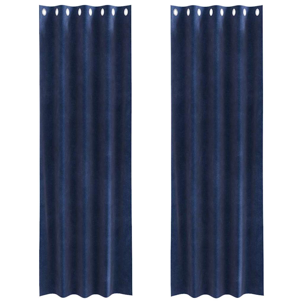 Cortinas com cortinas 2 pcs Azul escuro 140 x 225 cm Veludo