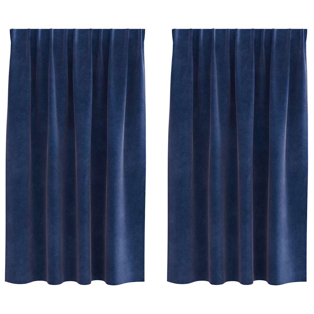 Cortinas com cortinas 2 pcs Azul Escuro 140 x 175 cm Veludo