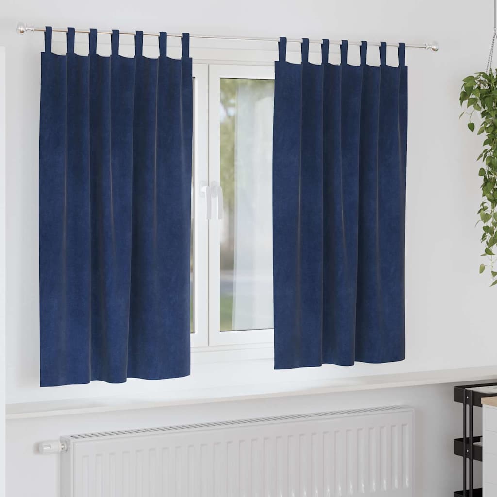 Cortinas com cortinas 2 pcs Azul Escuro 140 x 175 cm Veludo