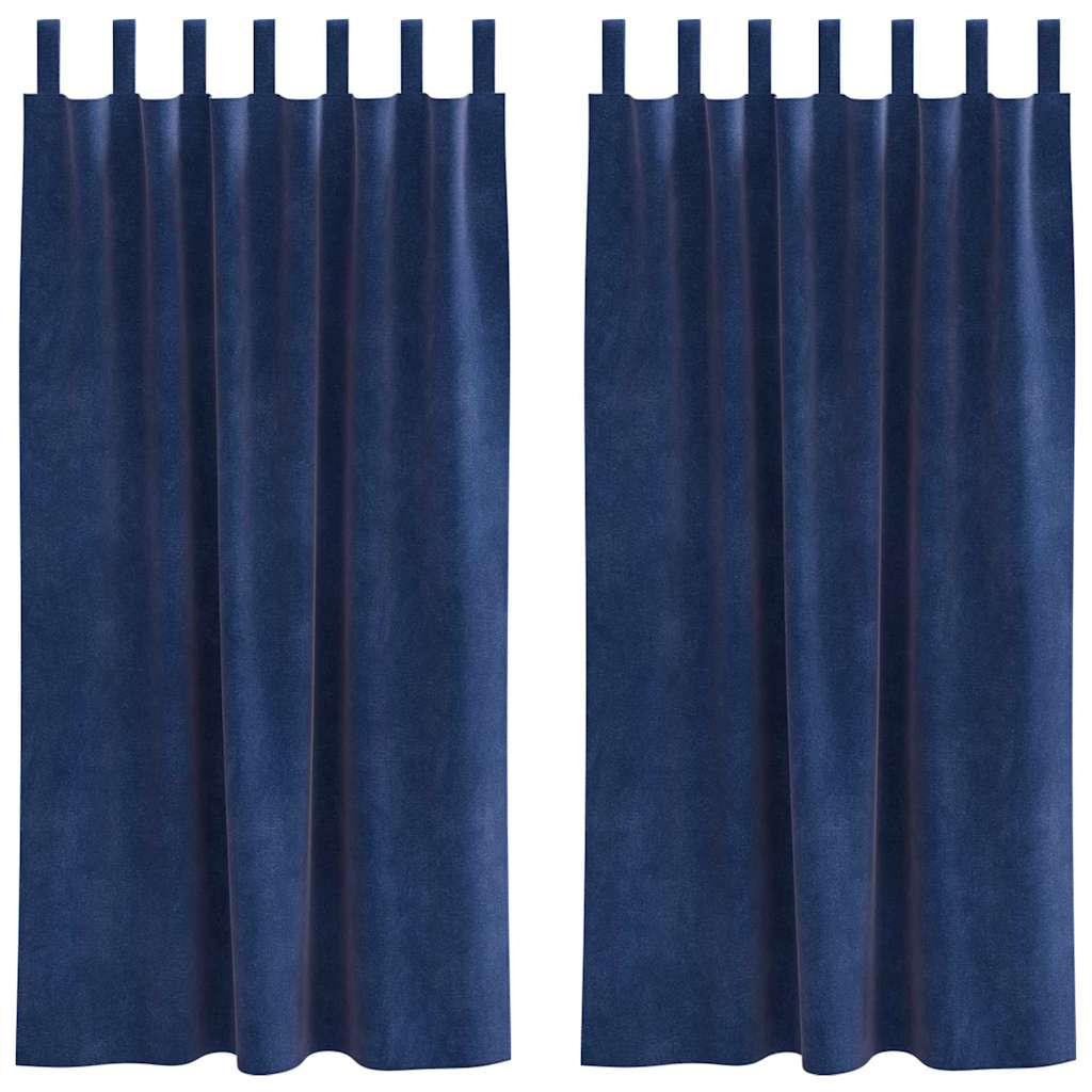 Cortinas com cortinas 2 pcs Azul Escuro 140 x 175 cm Veludo