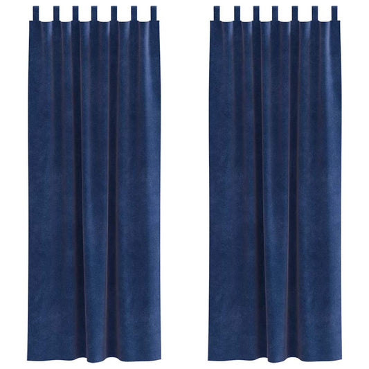Cortinas opacas 2 pcs Azul Escuro 140 x 225 cm Veludo