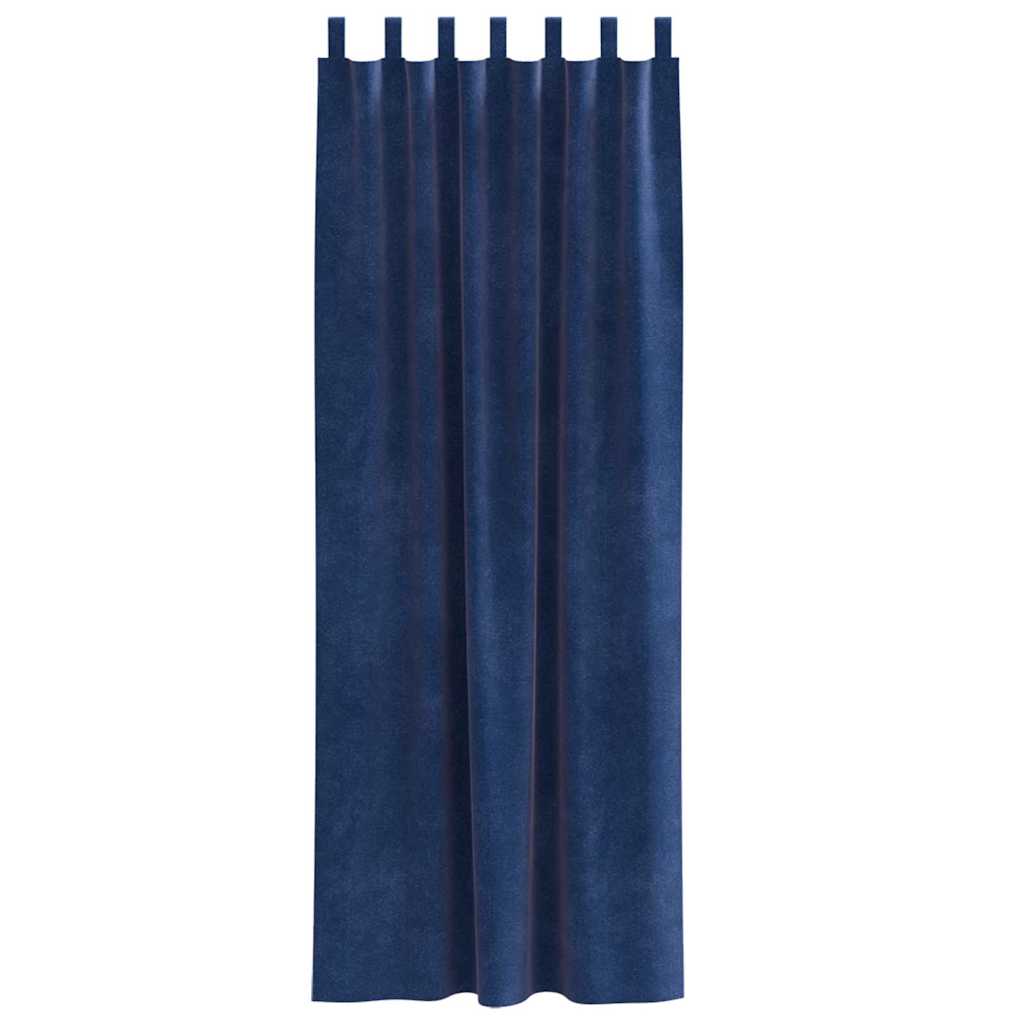 Cortinas com cortinas 2 pcs Azul escuro 140 x 245 cm Veludo