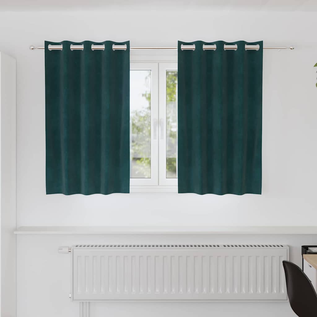 Cortinas com cortinas 2 pcs Verde-escuro 140 x 140 cm Veludo