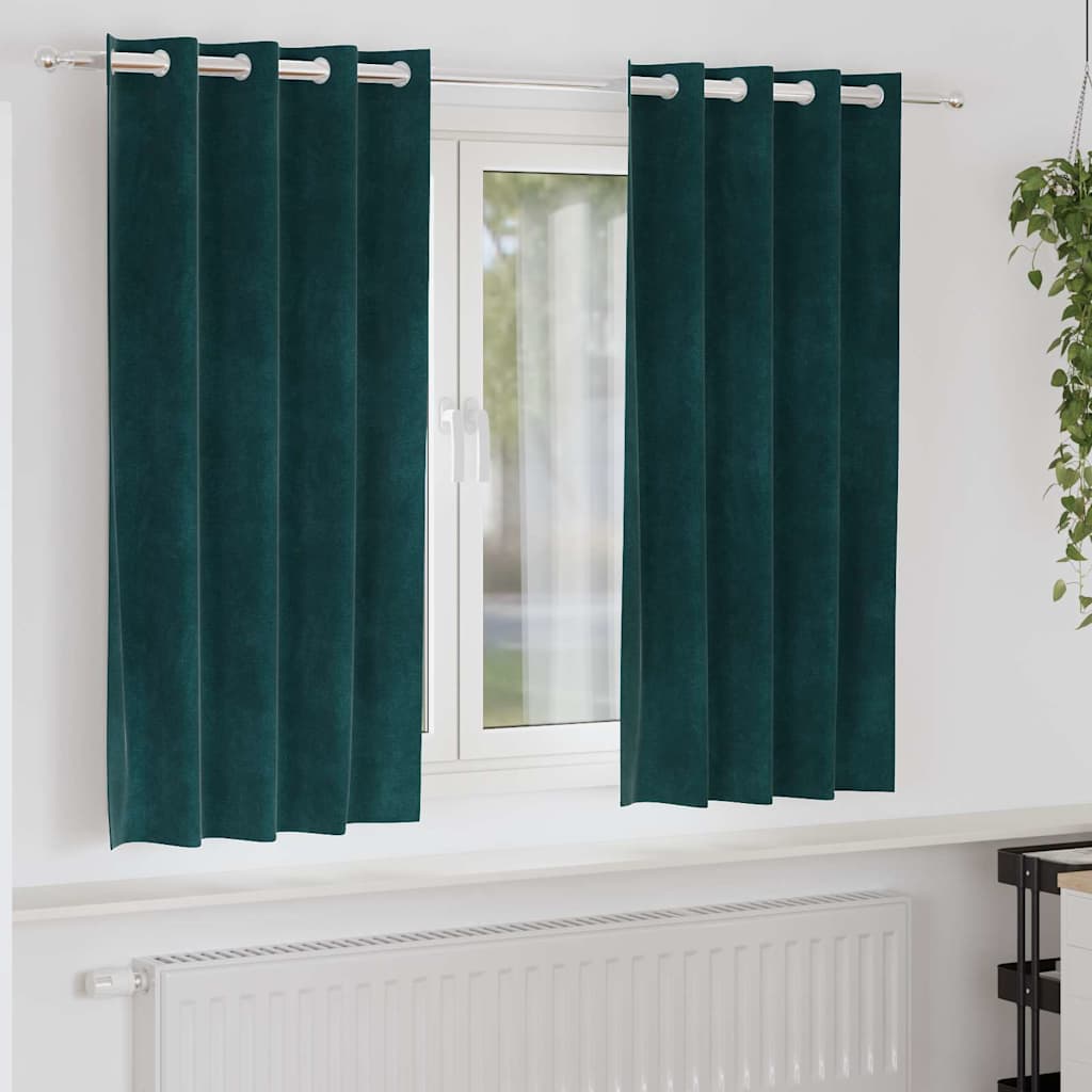 Cortinas com cortinas 2 pcs Verde Escuro 140 x 175 cm Veludo