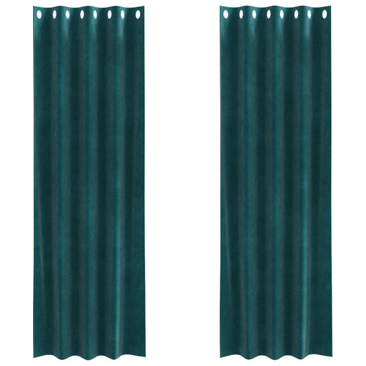 Cortinas opacas 2 pcs Verde Escuro 140 x 245 cm Veludo