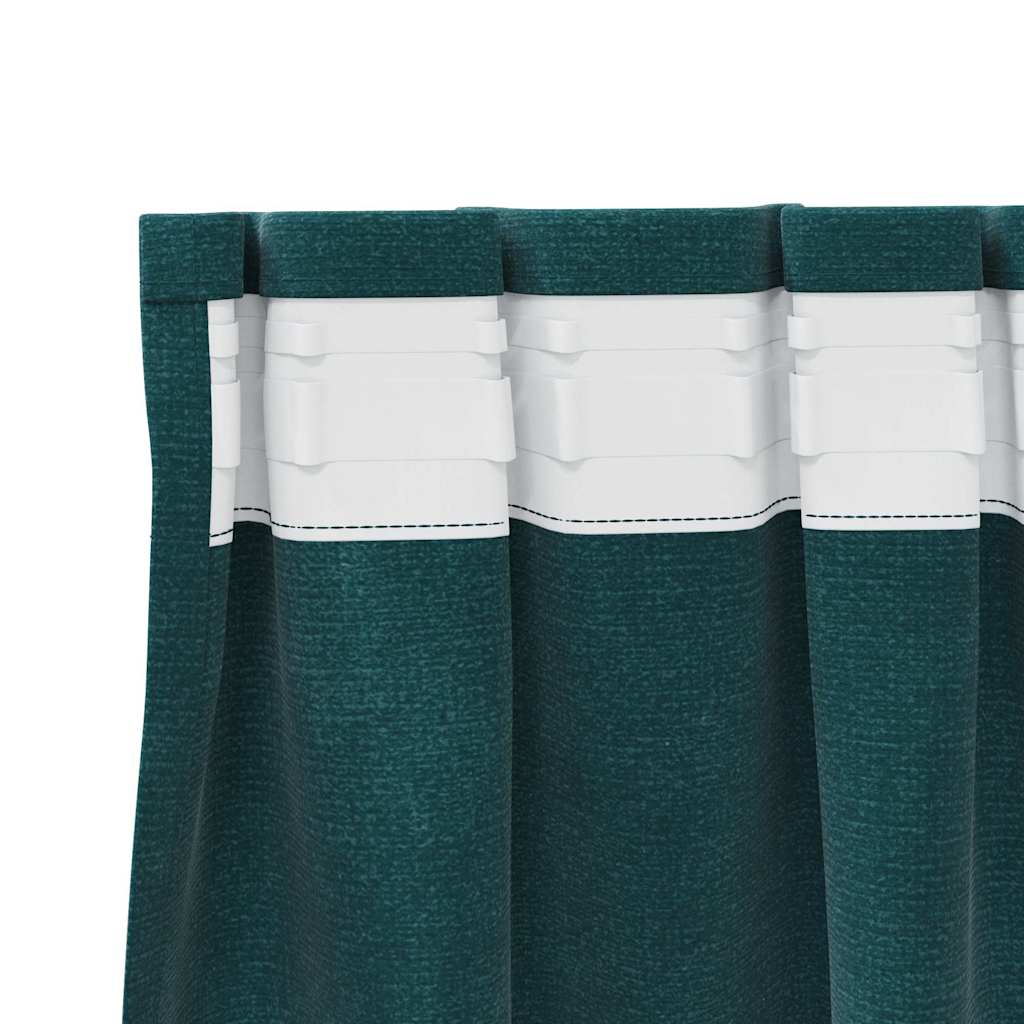 Cortinas com cortinas 2 pcs Verde-escuro 140 x 225 cm Veludo