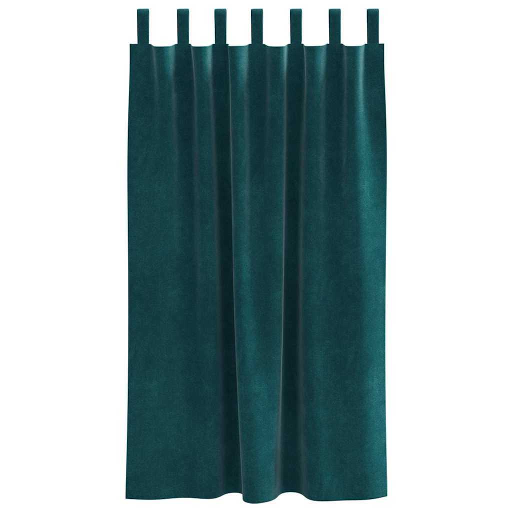 Cortinas com cortinas 2 pcs Verde-escuro 140 x 175 cm Veludo