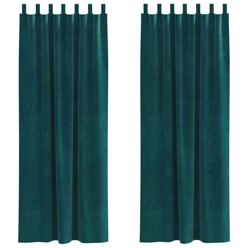 Cortinas com cortinas 2 pcs Verde-escuro 140 x 260 cm Veludo