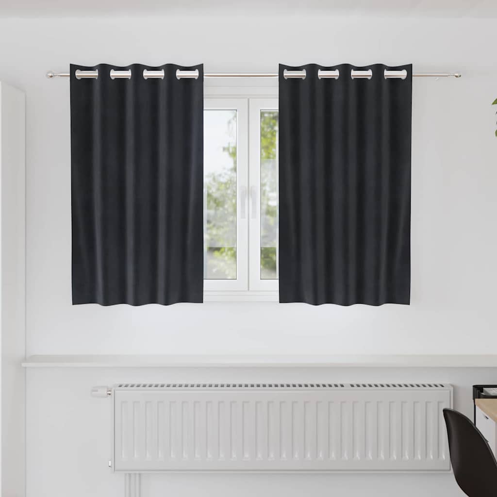 Cortinas com cortinas 2 pcs Cinzento escuro 140 x 140 cm Veludo