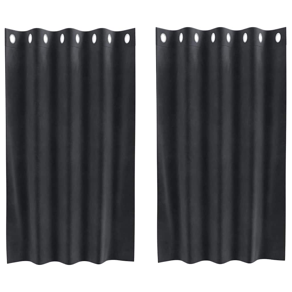 Cortinas com cortinas 2 pcs Cinzento escuro 140 x 140 cm Veludo