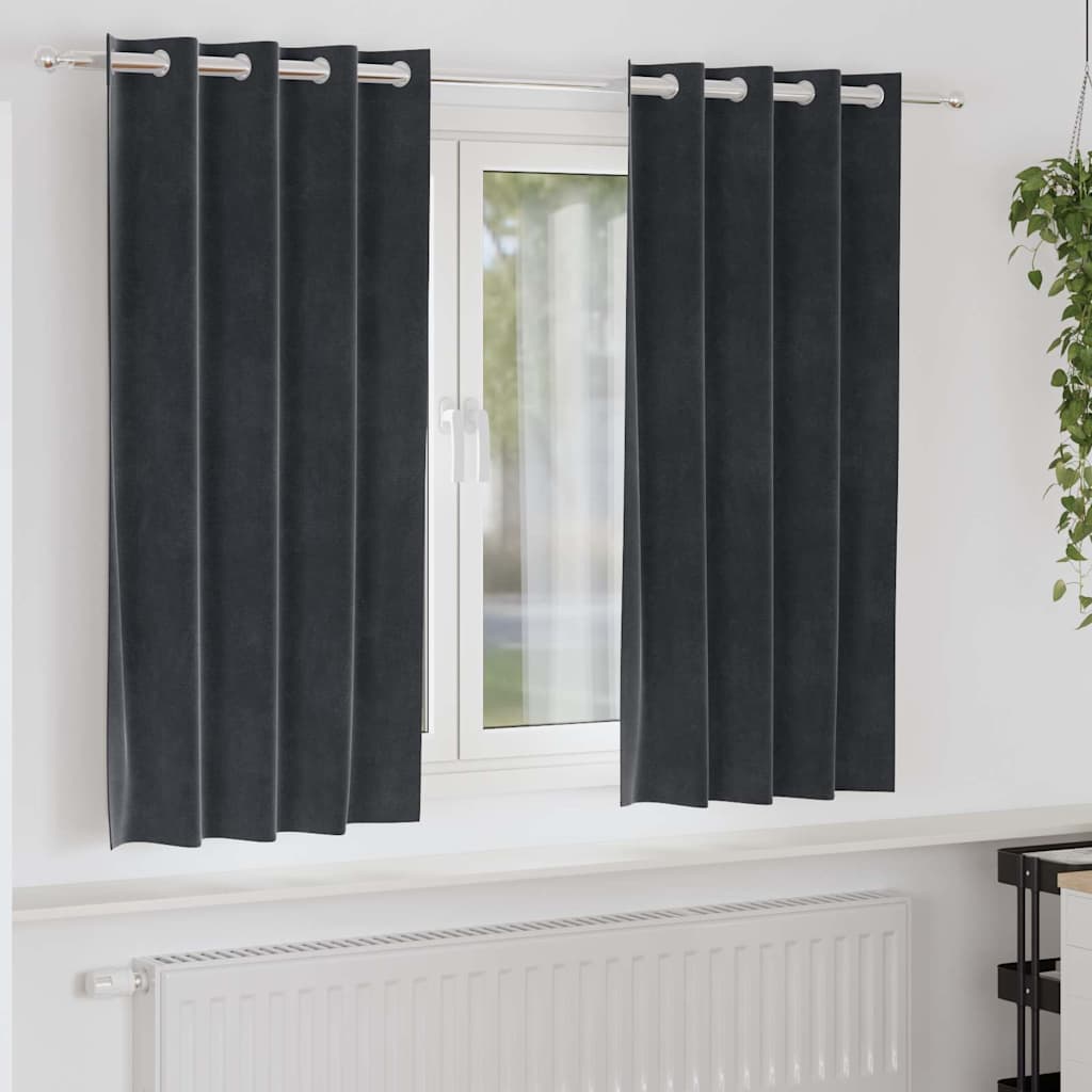 Cortinas com cortinas 2 pcs Cinzento escuro 140 x 175 cm Veludo