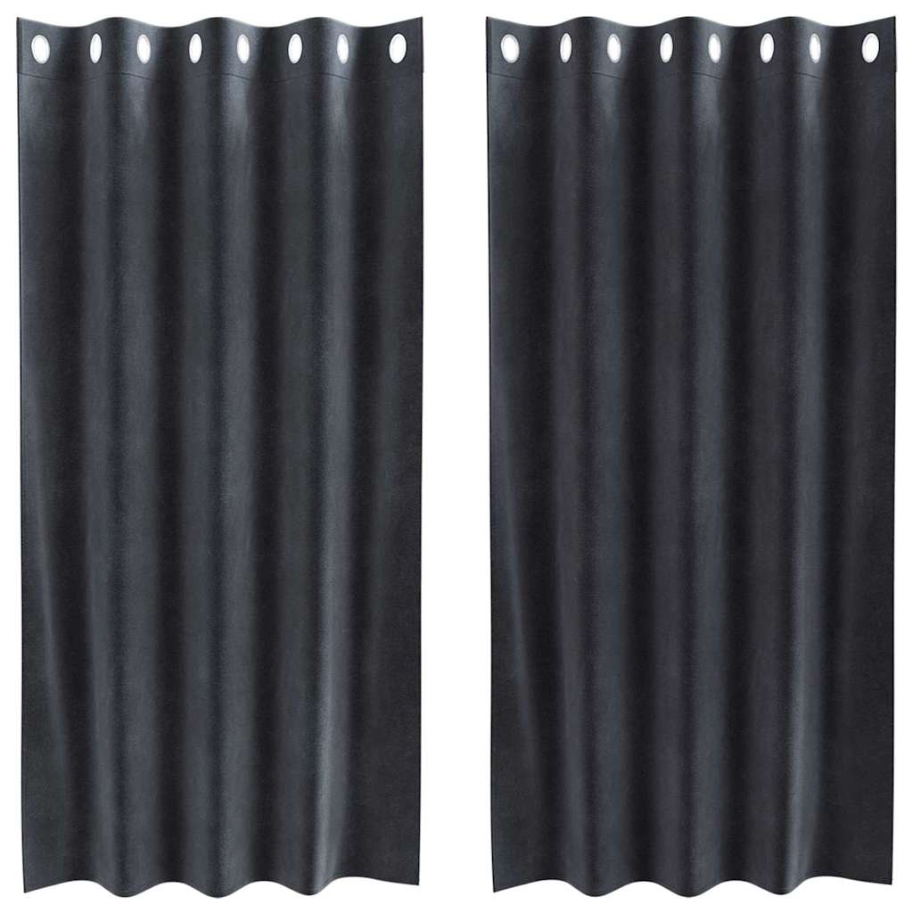 Cortinas com cortinas 2 pcs Cinzento escuro 140 x 175 cm Veludo