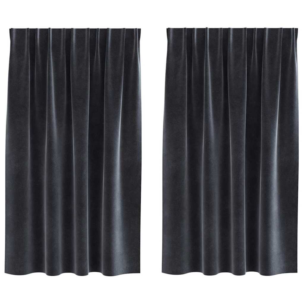 Cortinas com cortinas 2 pcs Cinzento escuro 140 x 140 cm Veludo