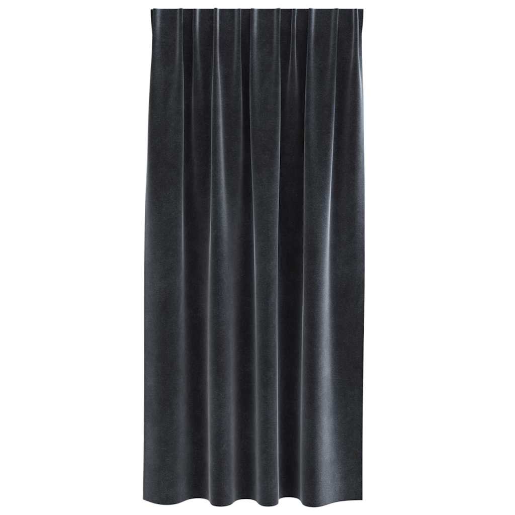 Cortinas com cortinas 2 pcs Cinzento escuro 140 x 175 cm Veludo