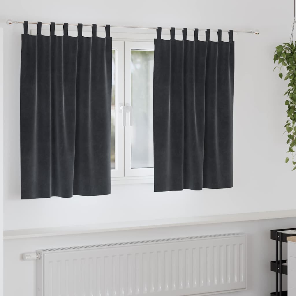 Cortinas com cortinas 2 pcs Cinza Escuro 140 x 140 cm Veludo