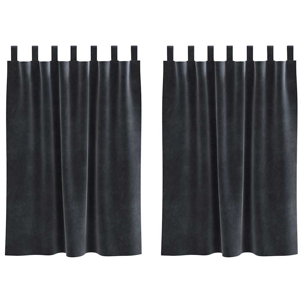 Cortinas com cortinas 2 pcs Cinza Escuro 140 x 140 cm Veludo