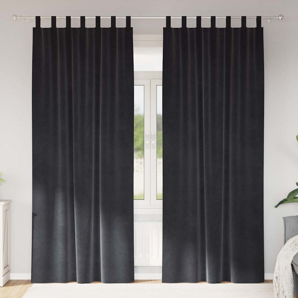 Cortinas com cortinas 2 pcs Cinzento escuro 140 x 225 cm Veludo