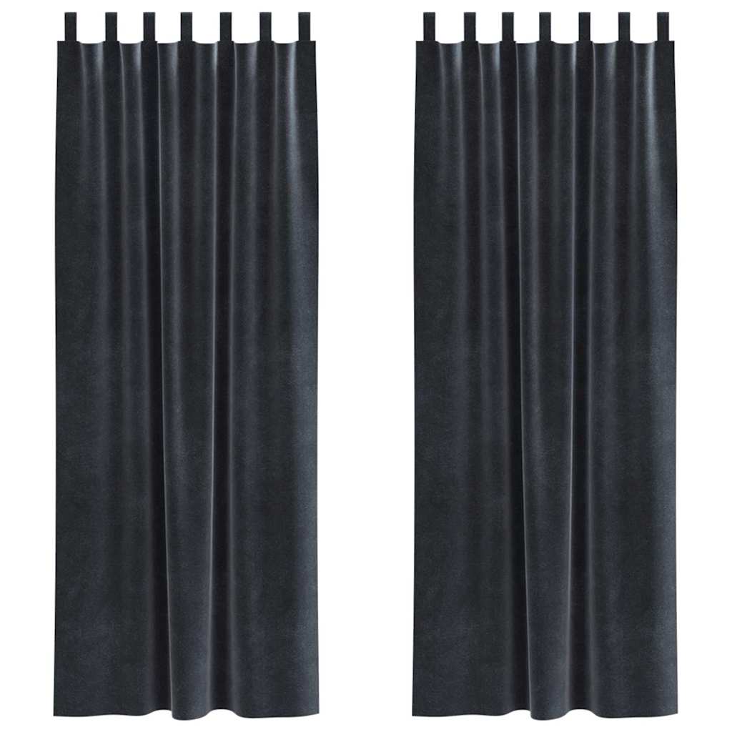 Cortinas com cortinas 2 pcs Cinzento escuro 140 x 225 cm Veludo