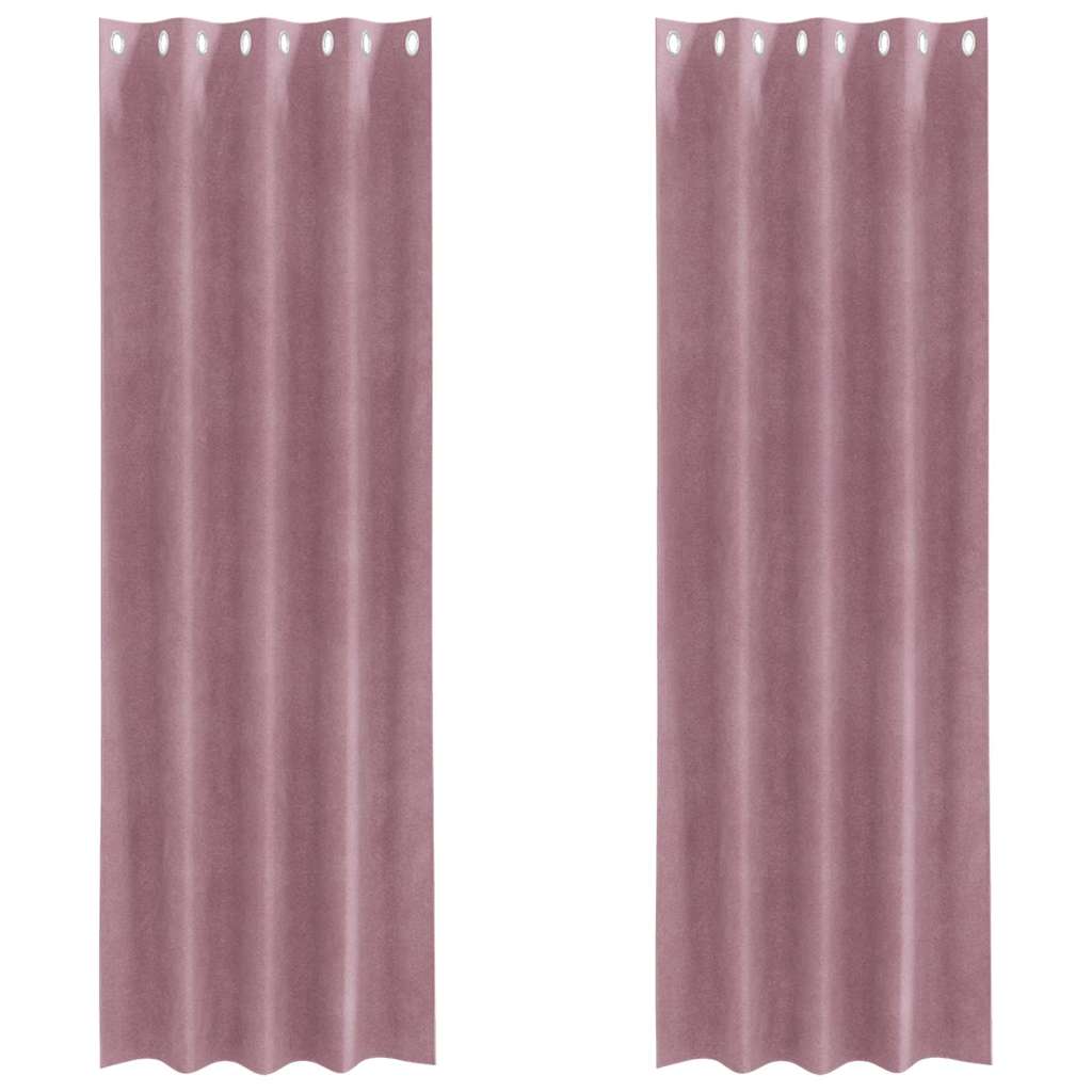 Cortinas com cortinas 2 pcs Rosa escura 140 x 225 cm Veludo