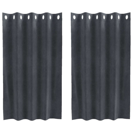 Cortinas opacas 2 pcs Cinzento-claro 140 x 140 cm Veludo