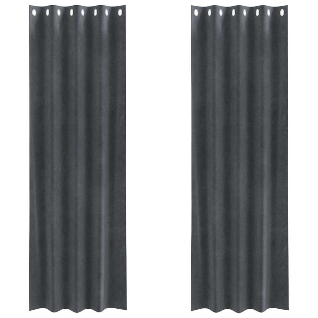 Cortinas com cortinas 2 pcs Cinzento-claro 140 x 245 cm Veludo