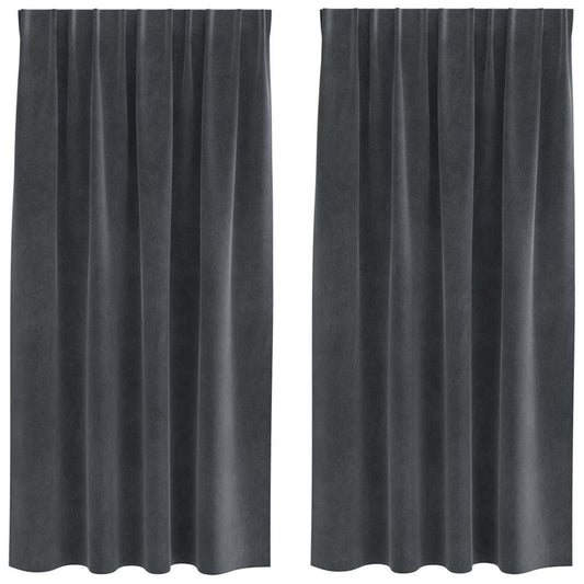 Cortinas opacas 2 pcs Cinzento-claro 140 x 175 cm Veludo