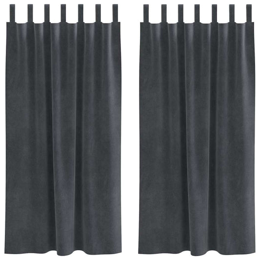 Cortinas opacas 2 pcs Cinzento-claro 140 x 175 cm Veludo