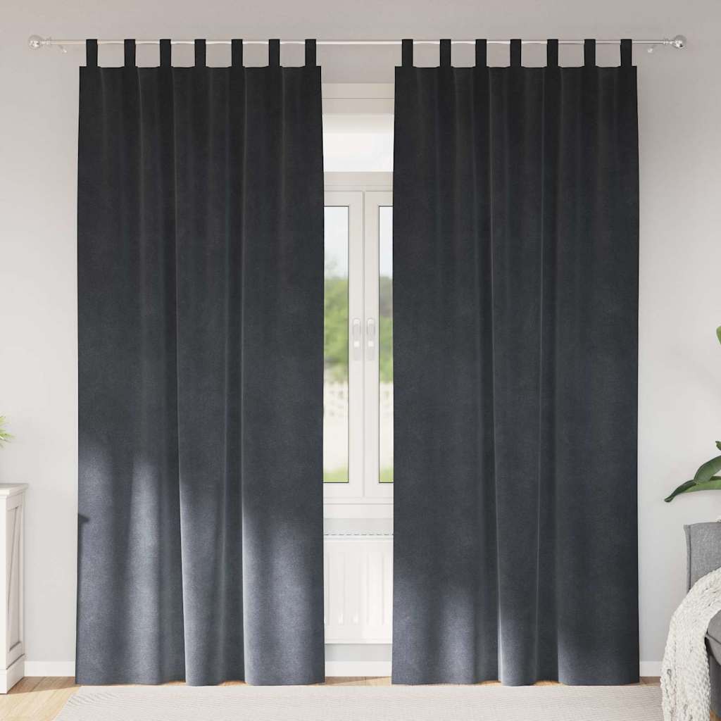 Cortinas com cortinas 2 pcs Cinzento-claro 140 x 245 cm Veludo