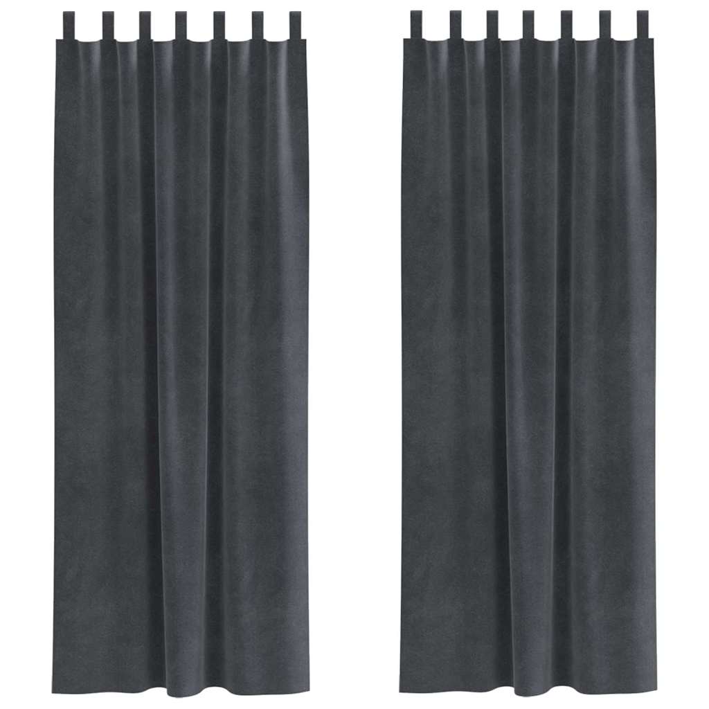 Cortinas com cortinas 2 pcs Cinzento-claro 140 x 245 cm Veludo
