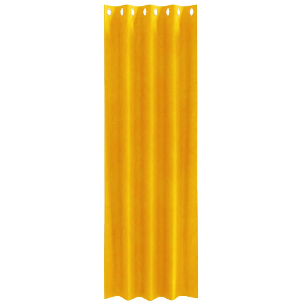 Cortinas 2 pcs amarelo mostarda 140 x 245 cm Veludo