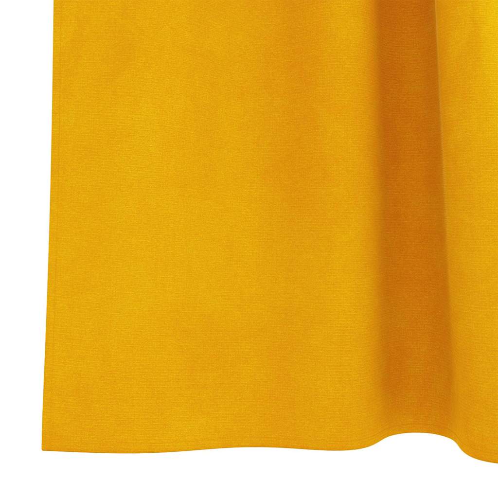Cortinas 2 pcs Amarelo Mostarda 140 x 175 cm Veludo